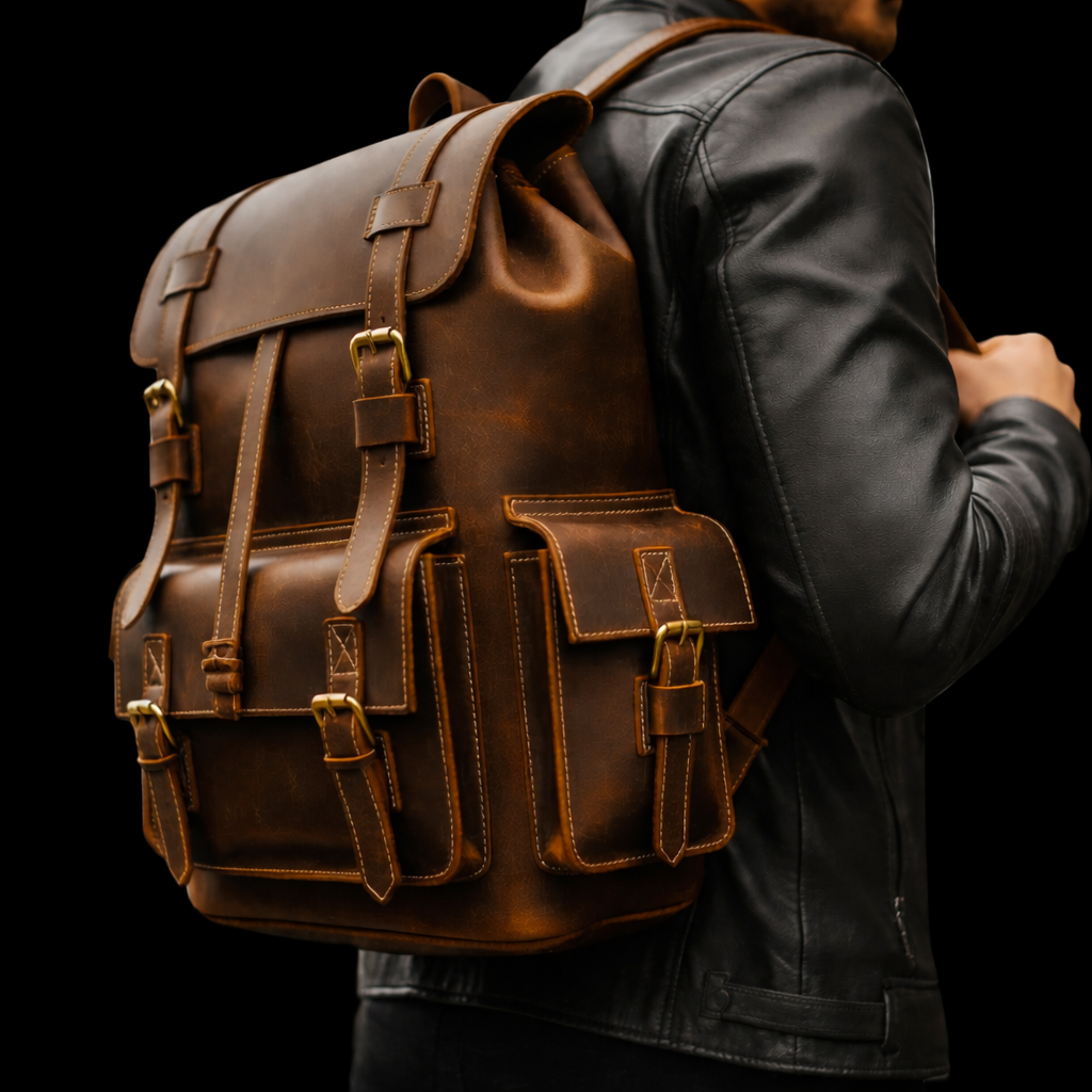 Aurelius Vintage Leather Backpack in Heritage Brown