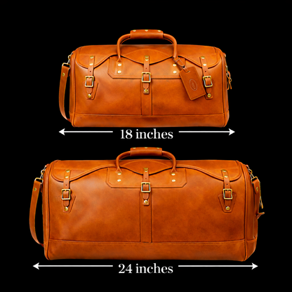 Regent Leather Weekender In Cognac Tan