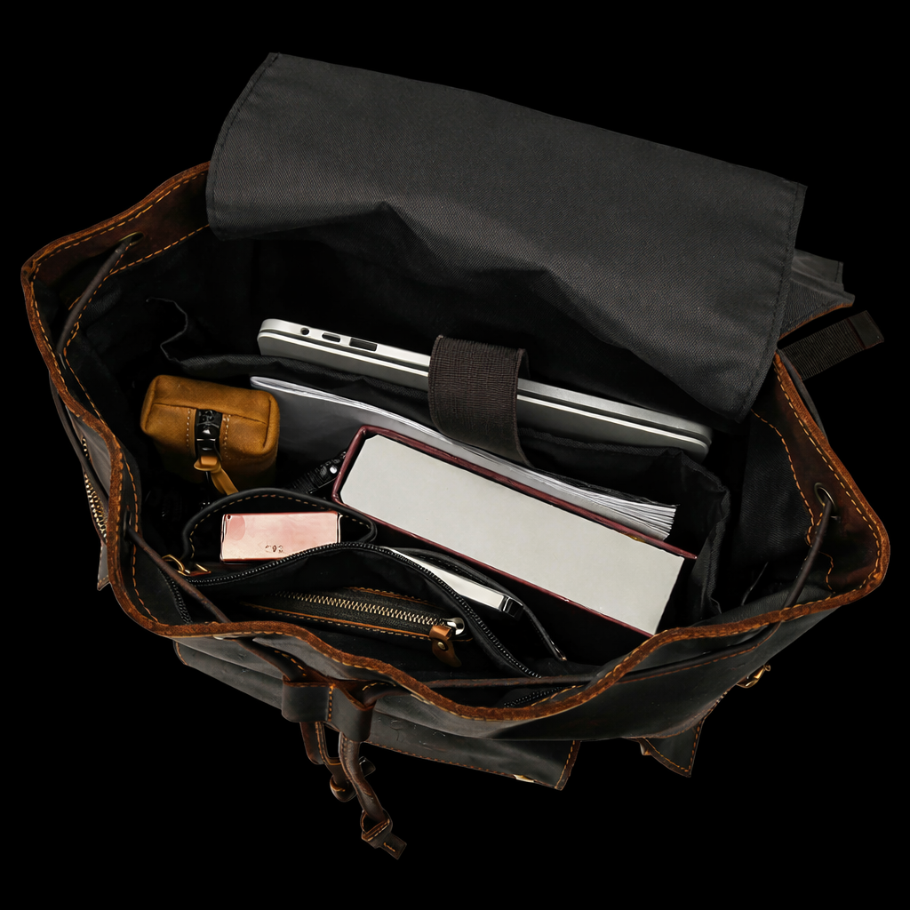 Aurelius Vintage Leather Backpack in Chocolate Brown