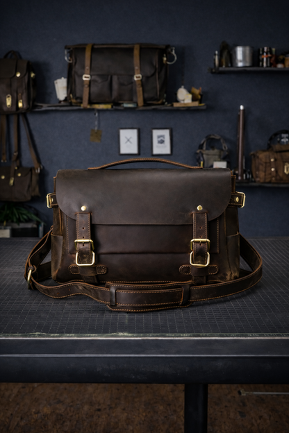 Vintage Full-Grain Leather Messenger Bag