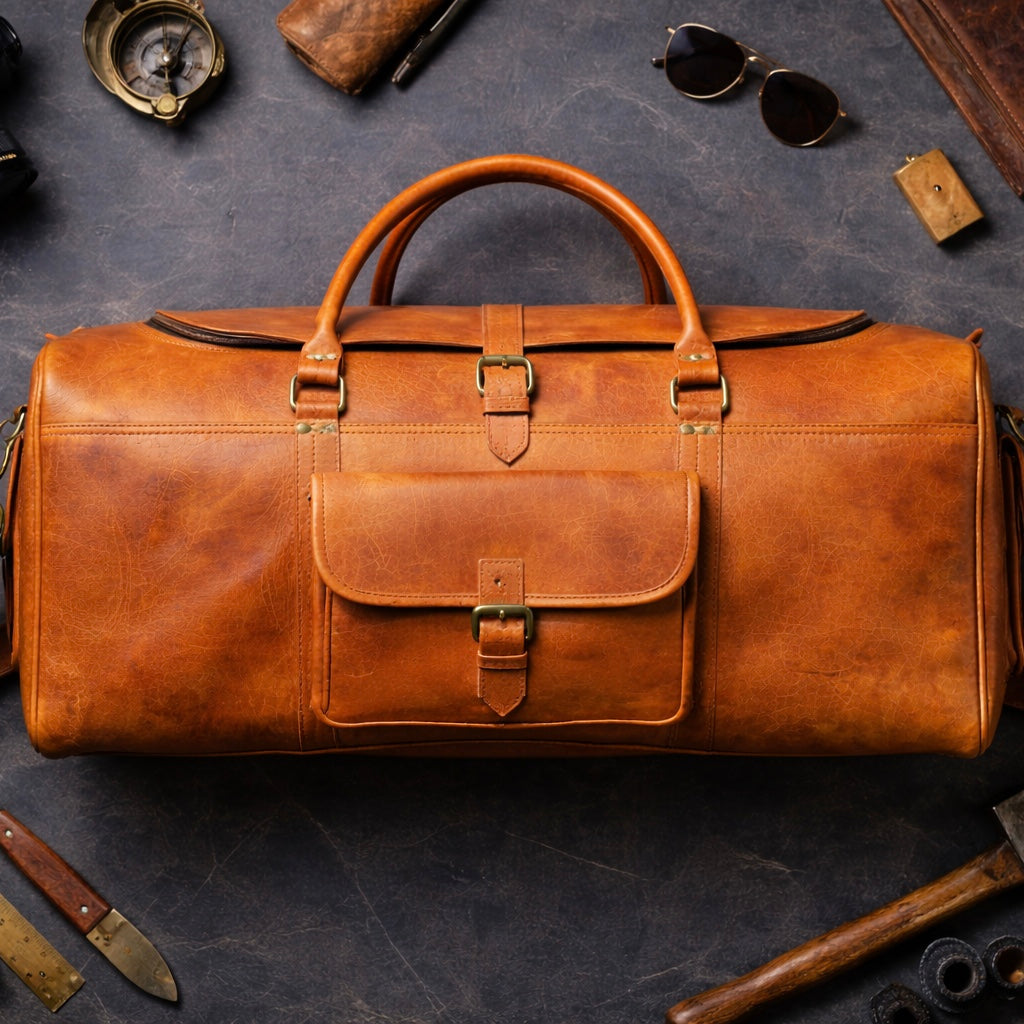 The Heritage Full Grain Weekender in Cognac Tan