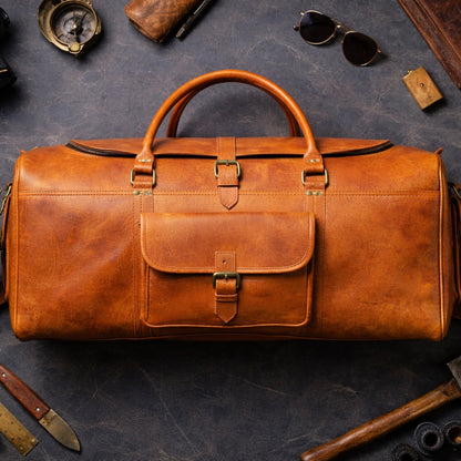 The Heritage Full Grain Weekender in Cognac Tan