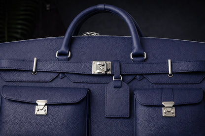 Noir Grand Leather Duffel in Midnight Navy