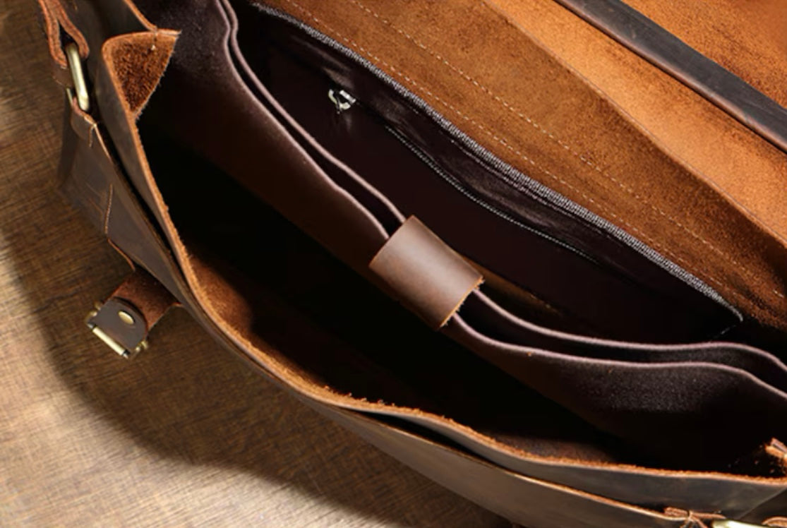 Vintage Full-Grain Leather Messenger Bag