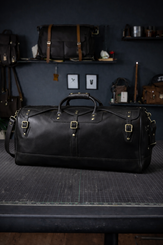 Regent Leather Weekender In Black