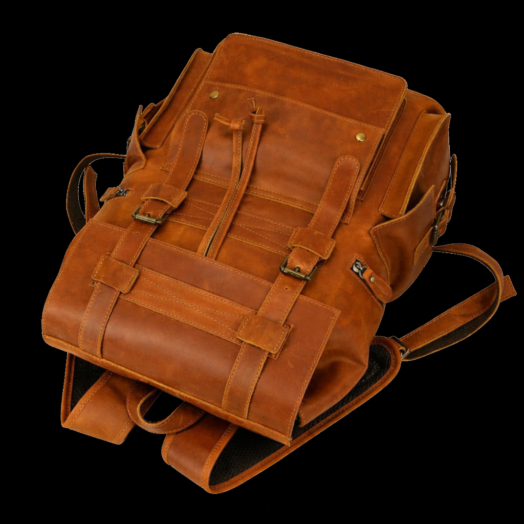 Aurelius Vintage Leather Backpack in Cognac Tan