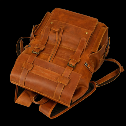 Aurelius Vintage Leather Backpack in Cognac Tan
