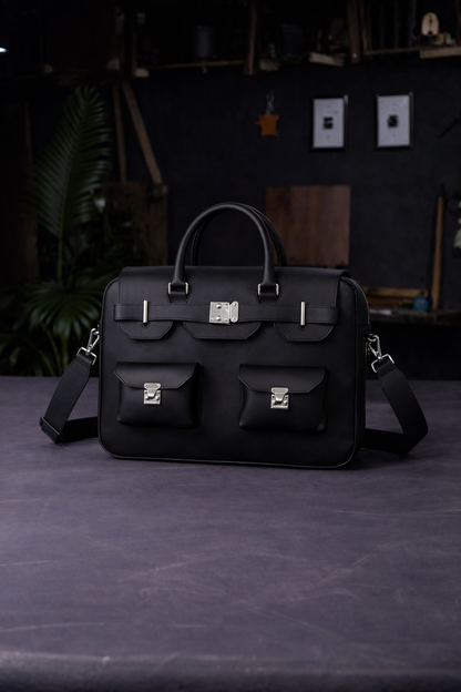 The Sovereign Leather Briefcase In Onyx Black