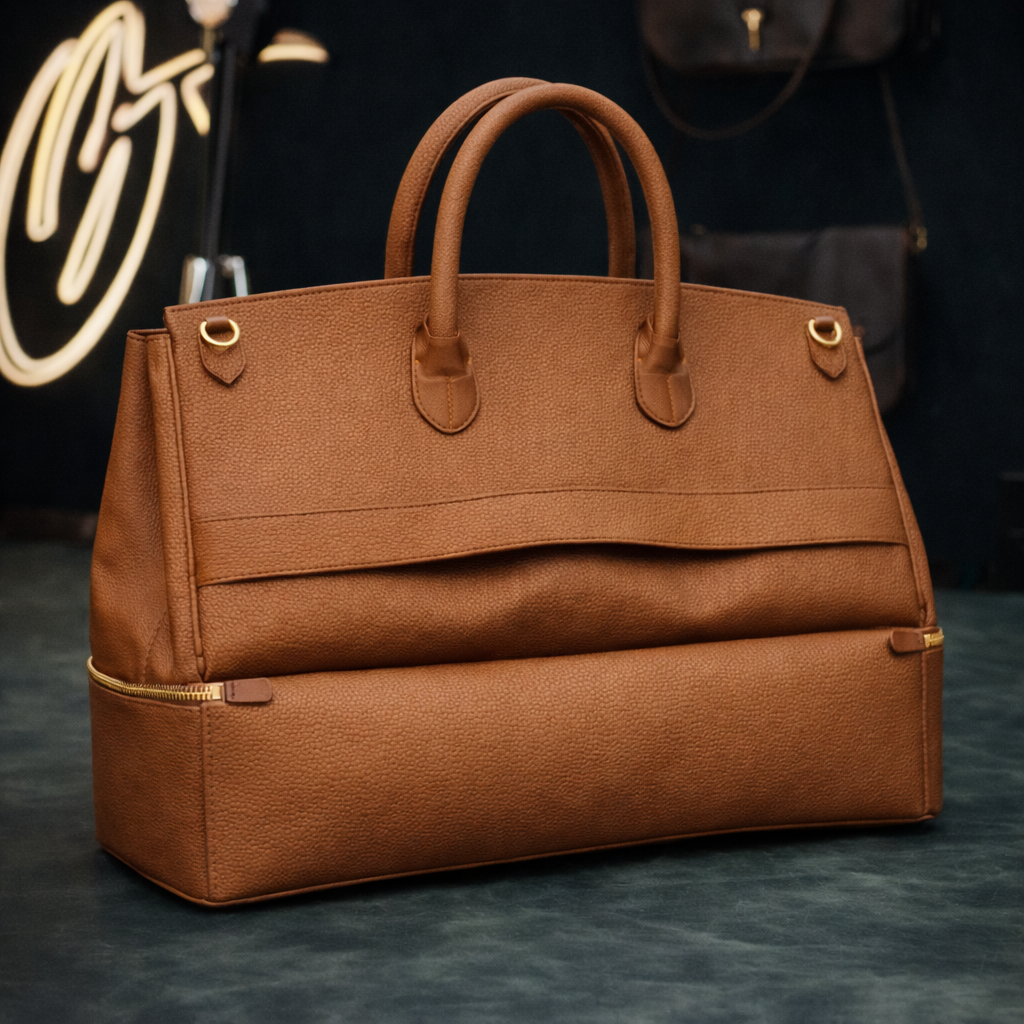 The Noir Executive Leather Tote In Camel Tan