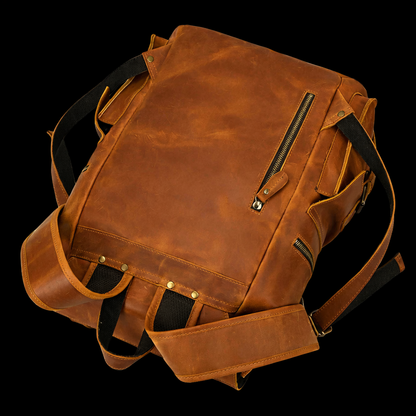 Aurelius Vintage Leather Backpack in Cognac Tan