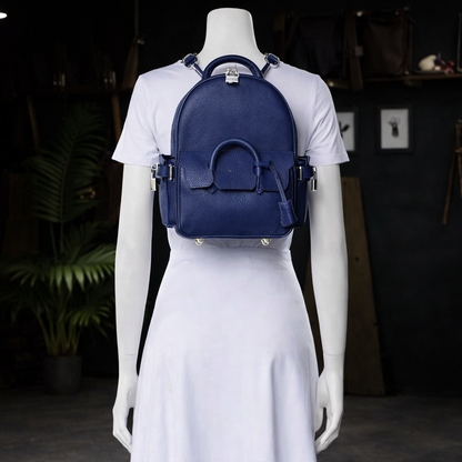 Pebbled Leather Mini Backpack In Navy