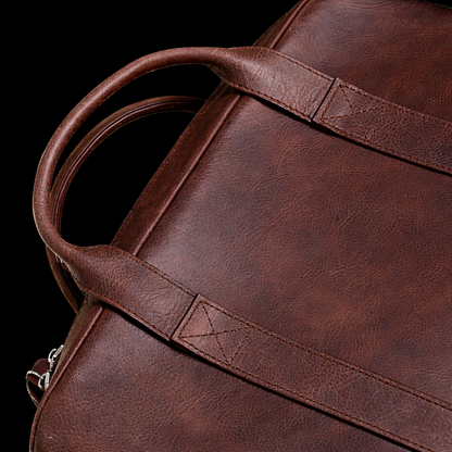 Vintage Brown Leather Laptop Briefcase In Chestnut