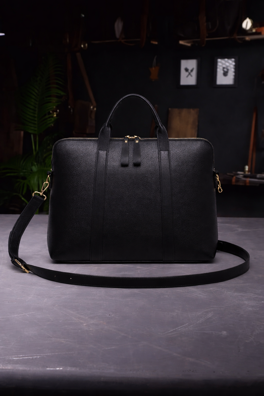 Executive Heritage Black Leather Briefcase