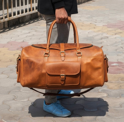 The Heritage Full Grain Weekender in Cognac Tan