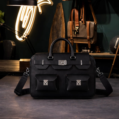 The Sovereign Leather Briefcase In Onyx Black