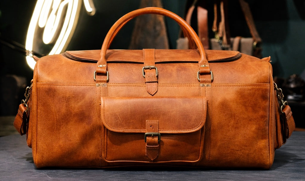 The Heritage Full Grain Weekender in Cognac Tan
