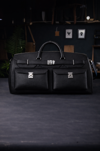Noir Grand Leather Duffel in Onyx Black