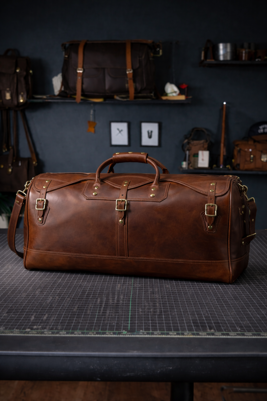 Regent Leather Weekender In Brown