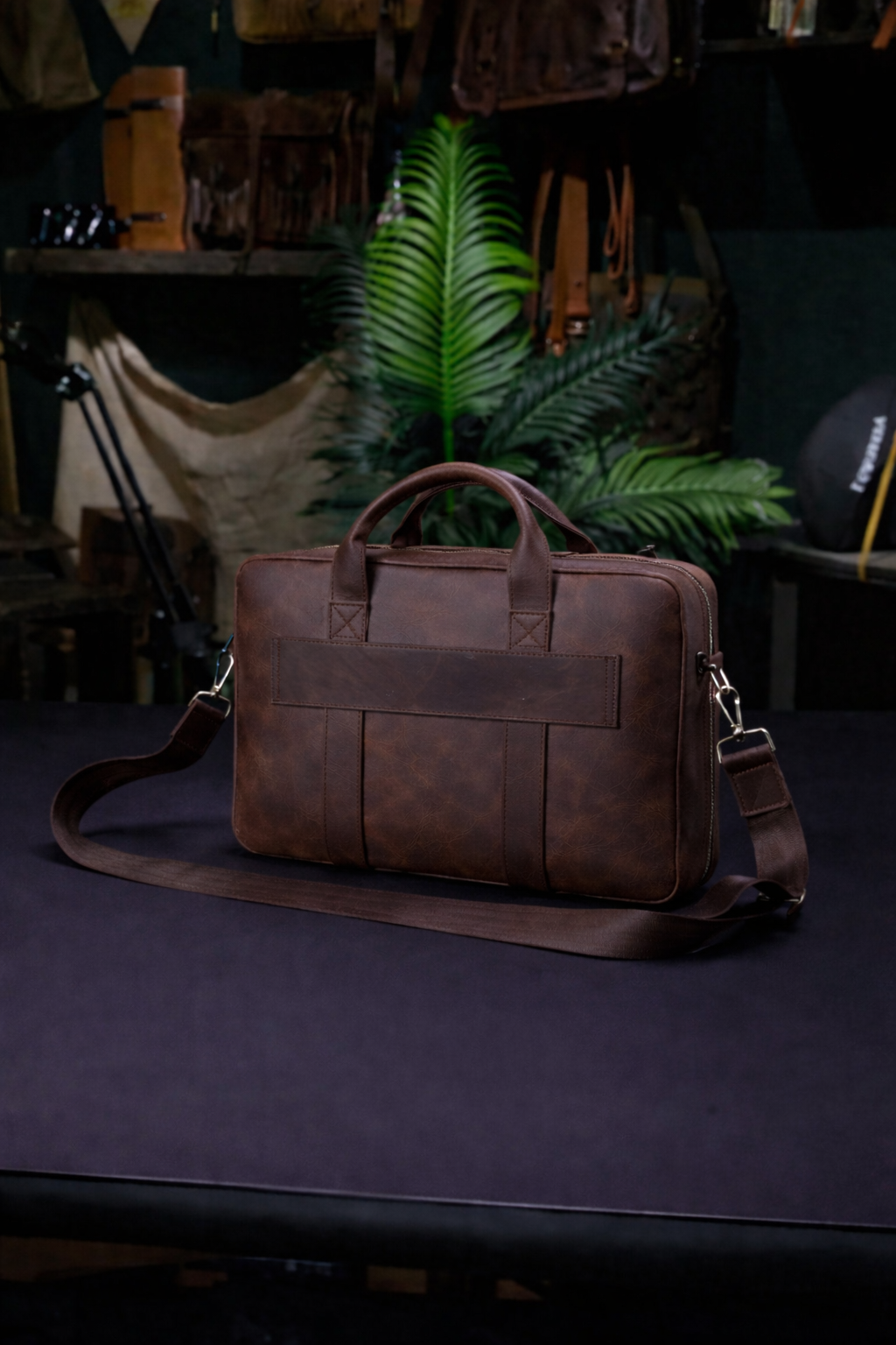 Vintage Brown Leather Laptop Briefcase In Chestnut