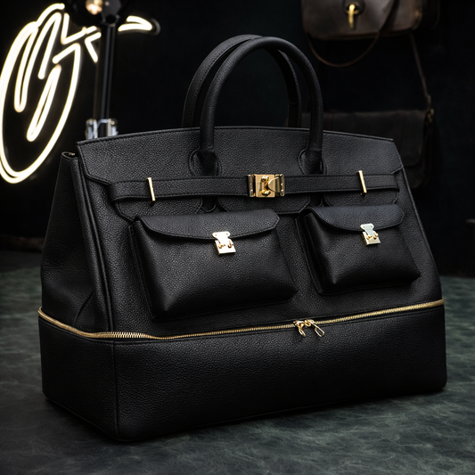 The Noir Executive Leather Tote In Black