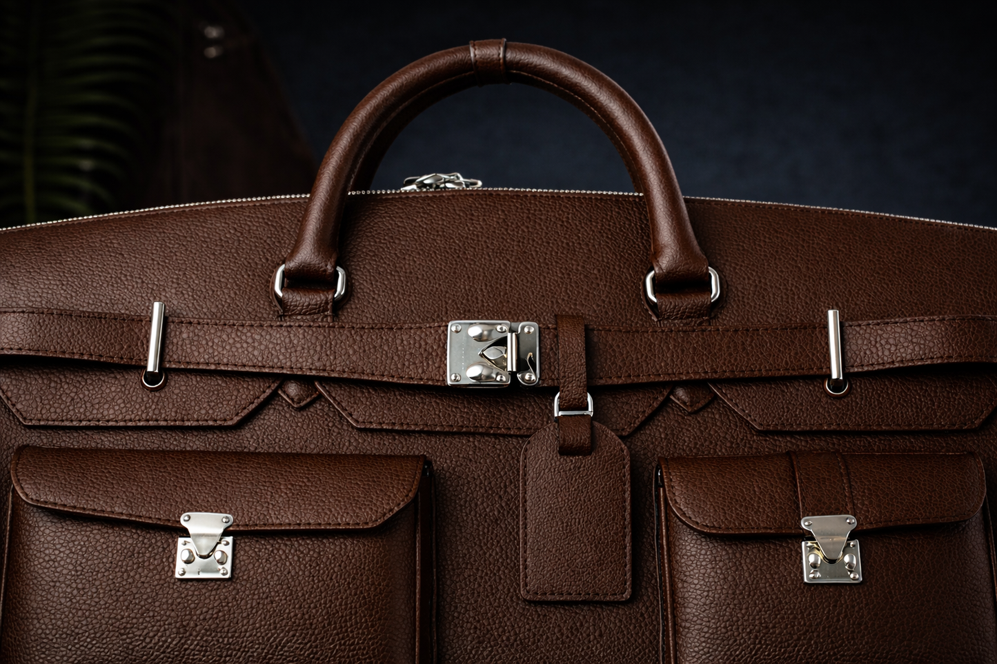 Noir Grand Leather Duffel in Espresso Brown