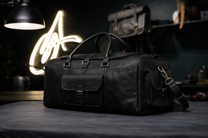 The Heritage Full Grain Weekender in Black