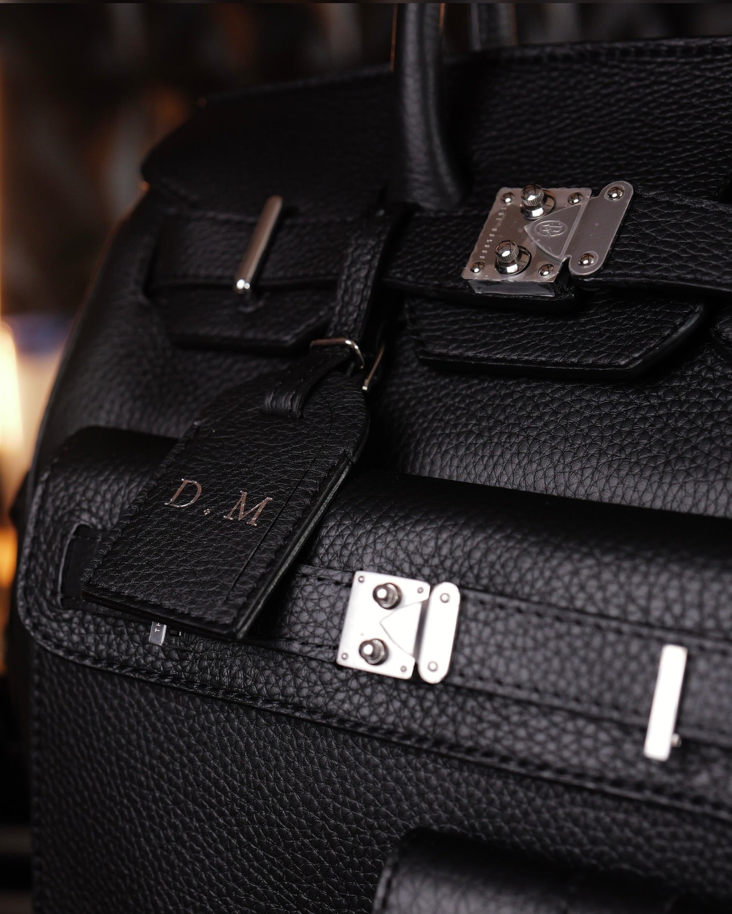 StridePack Weekender Duffel – Travel & Gym Carry Bag in Black Pebble leather