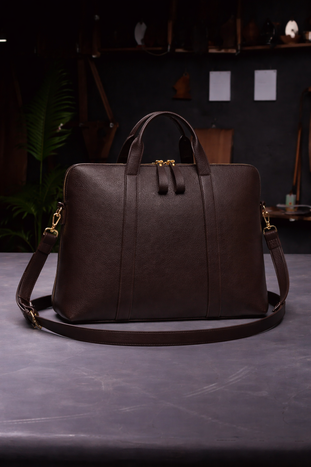 Executive Heritage Dark Brown Leather Briefcase