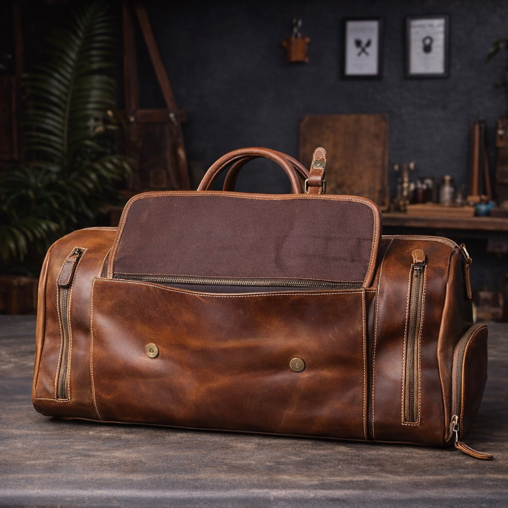 Valmont Heritage Leather Duffel in Heritage Brown