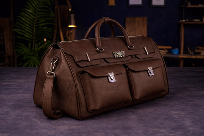 Noir Grand Leather Duffel in Espresso Brown