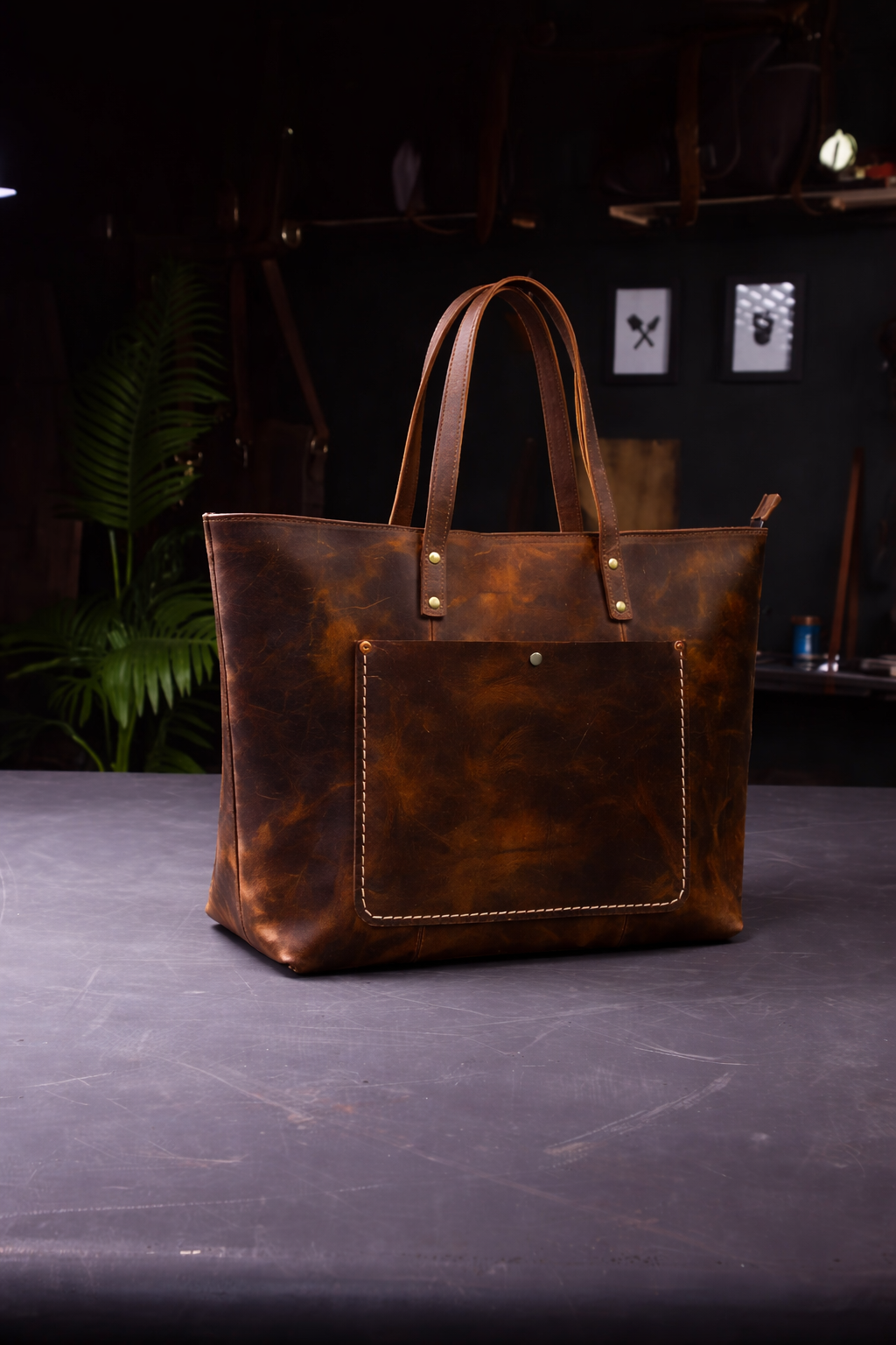 Heritage Distressed Leather Tote Bag