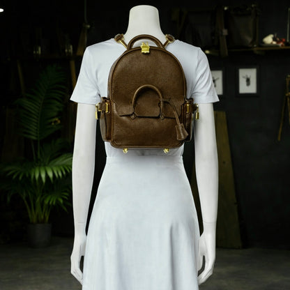 Pebbled Leather Mini Backpack In Brown