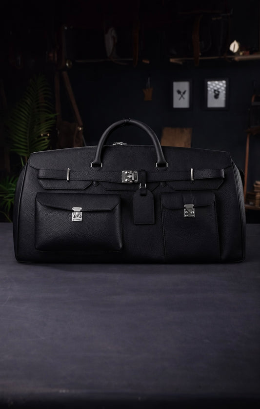 Noir Grand Leather Duffel in Onyx Black