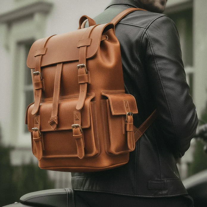 Aurelius Vintage Leather Backpack in Cognac Tan