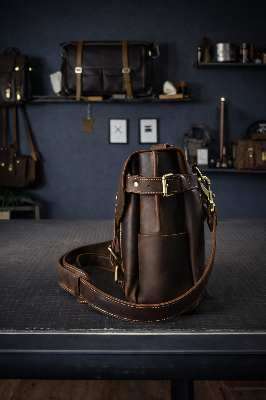 Vintage Full-Grain Leather Messenger Bag