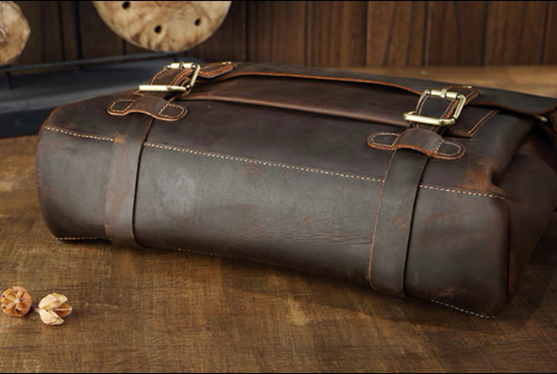 Vintage Full-Grain Leather Messenger Bag