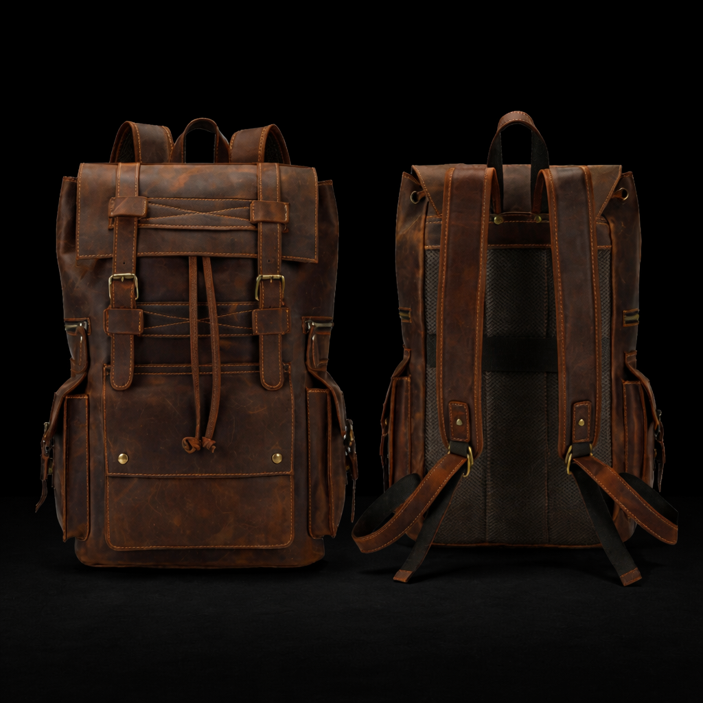 Aurelius Vintage Leather Backpack in Heritage Brown