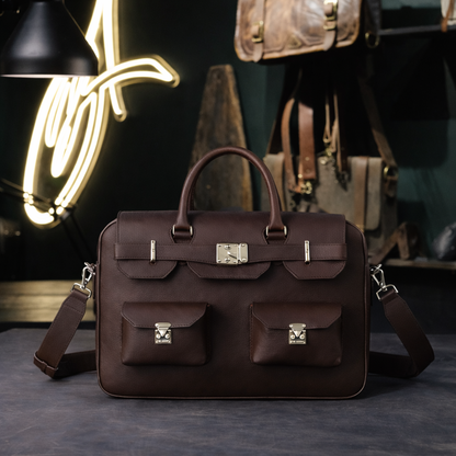 The Sovereign Leather Briefcase In Espresso Brown