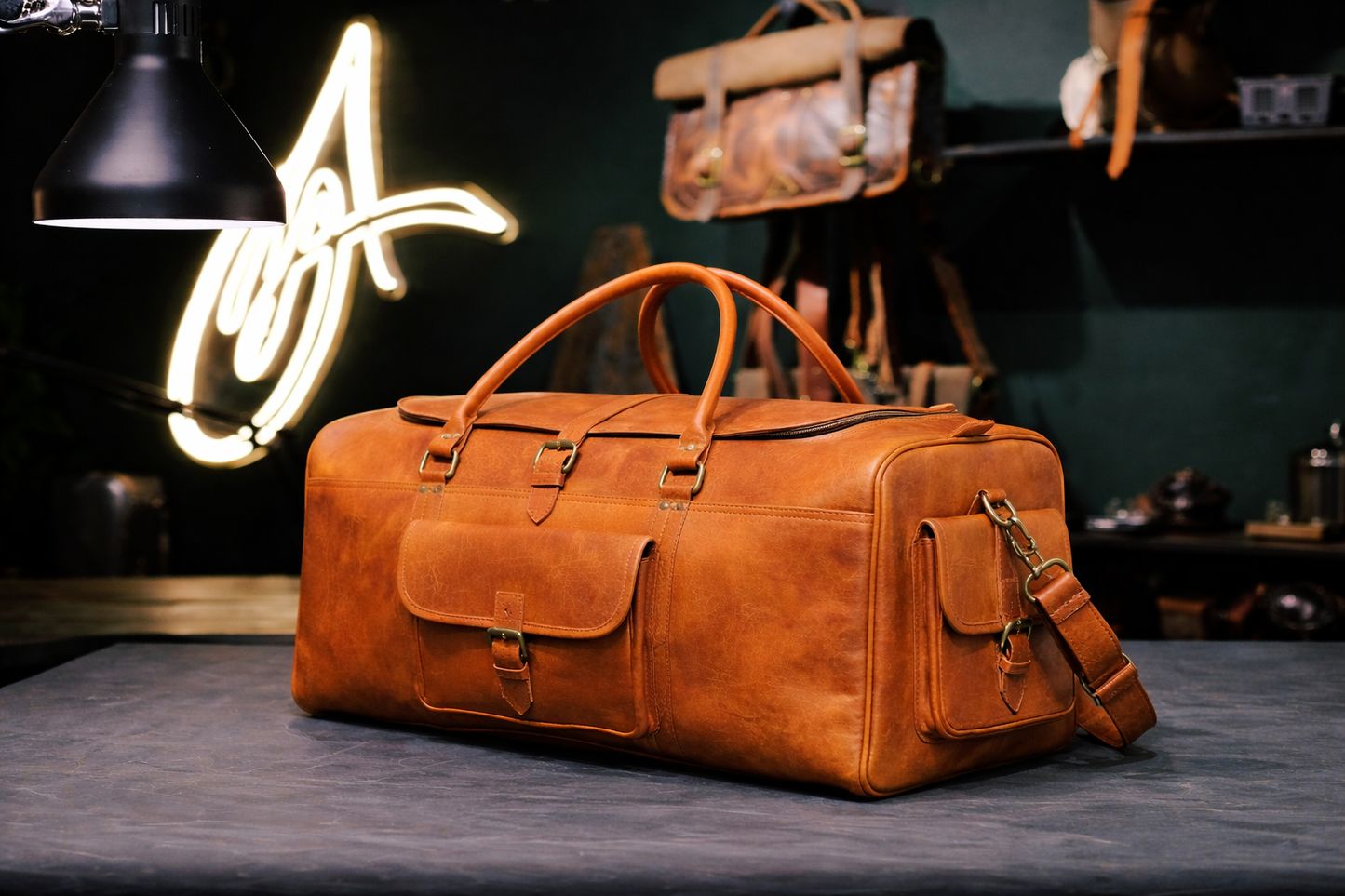 The Heritage Full Grain Weekender in Cognac Tan