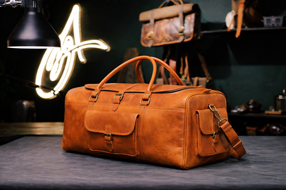 The Heritage Full Grain Weekender in Cognac Tan
