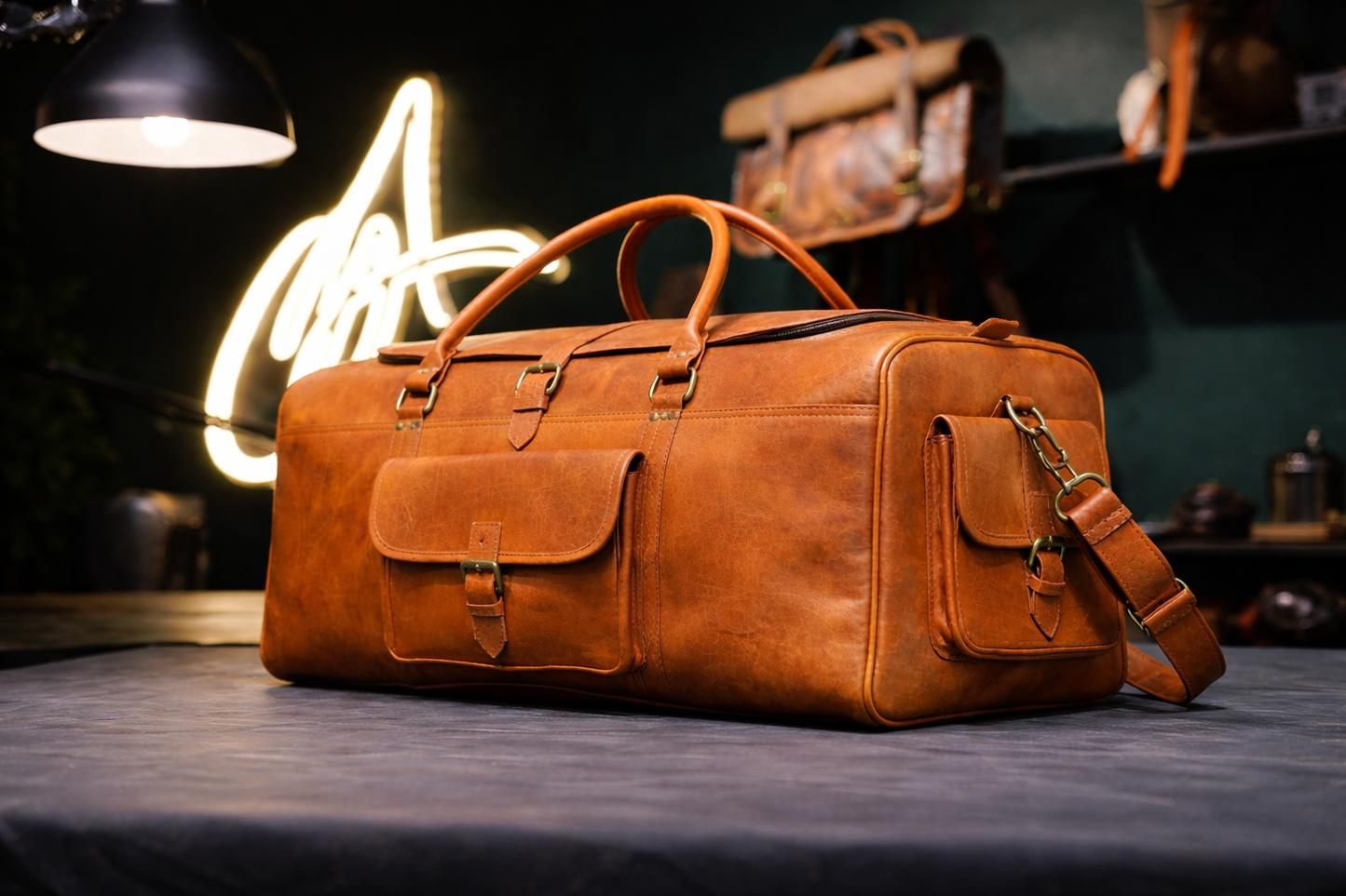 The Heritage Full Grain Weekender in Cognac Tan