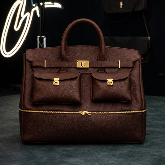 The Noir Executive Pebbled Leather Tote In Brown