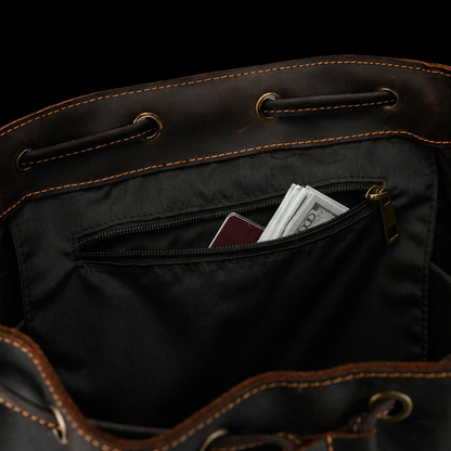 Aurelius Vintage Leather Backpack in Chocolate Brown