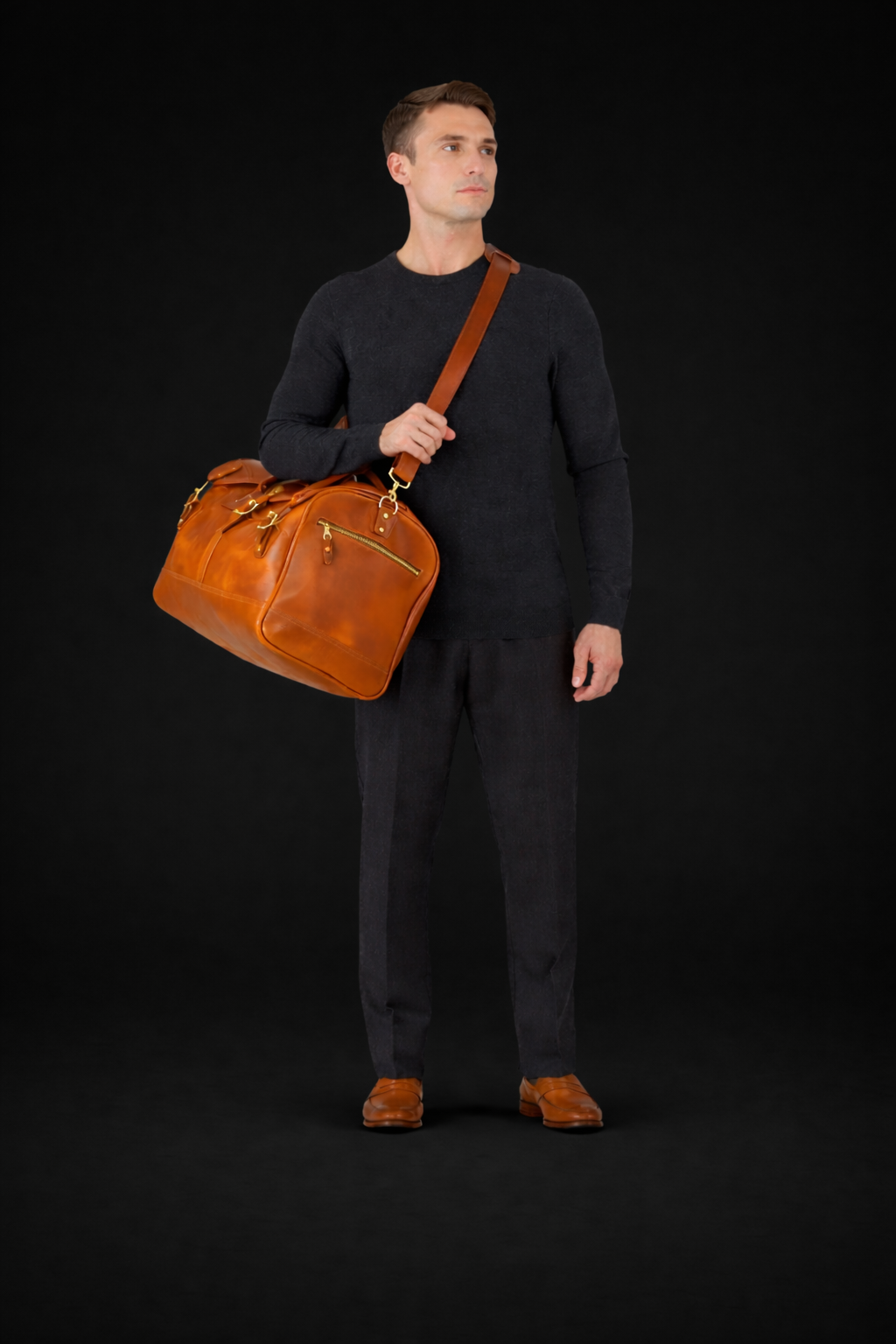 Regent Leather Weekender In Cognac Tan