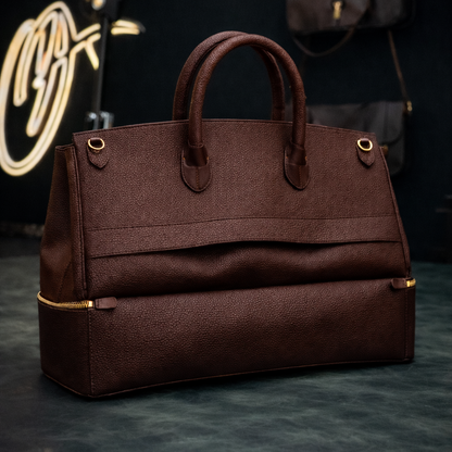 The Noir Executive Pebbled Leather Tote In Brown