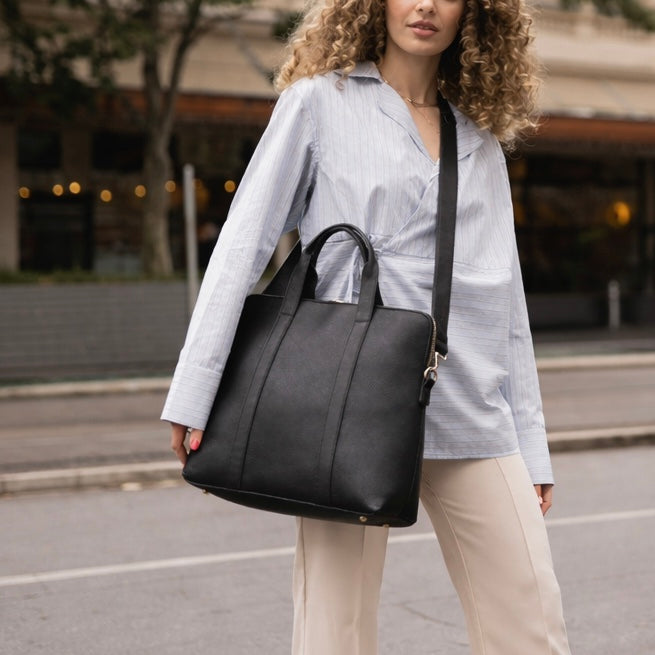 Executive Heritage Black Leather Briefcase