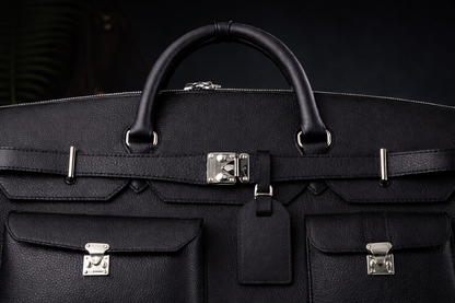 Noir Grand Leather Duffel in Onyx Black