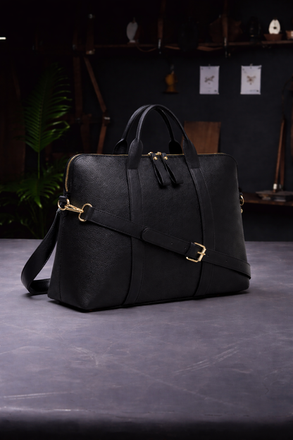 Executive Heritage Black Leather Briefcase