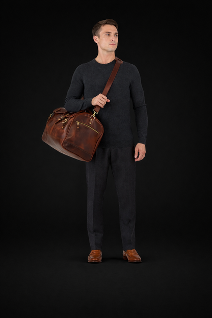 Regent Leather Weekender In Brown