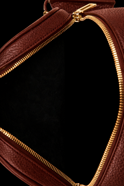 Pebbled Leather Mini Backpack In Brown